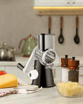 Zulay Kitchen Cheese Tools Collection - Rotary Cheese Grater and Grated Cheese.