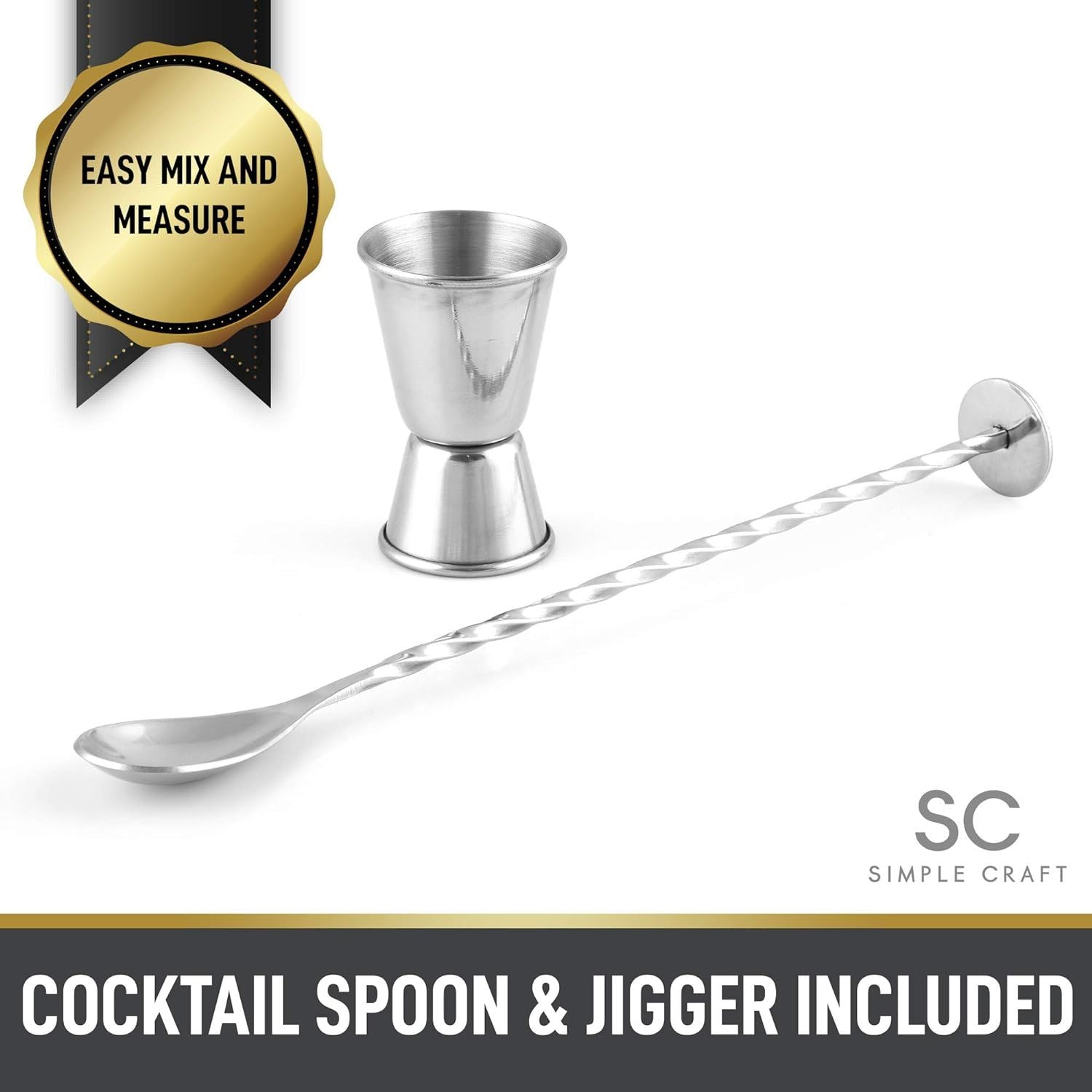 Zulay Kitchen Cocktail Shaker Stainless Steel Drink Mixer with