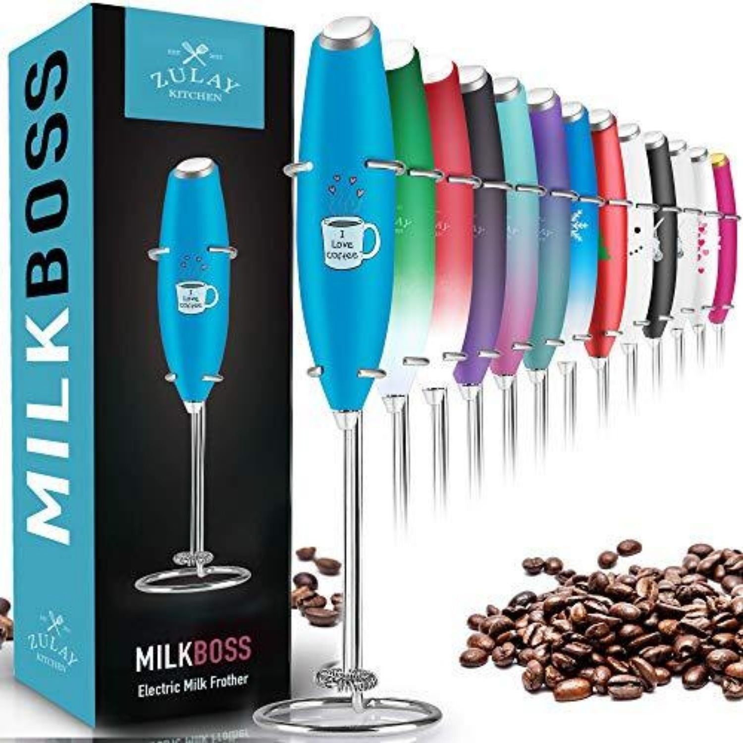 Zulay Powerful Milk Frother Handheld Foam Maker for Lattes.