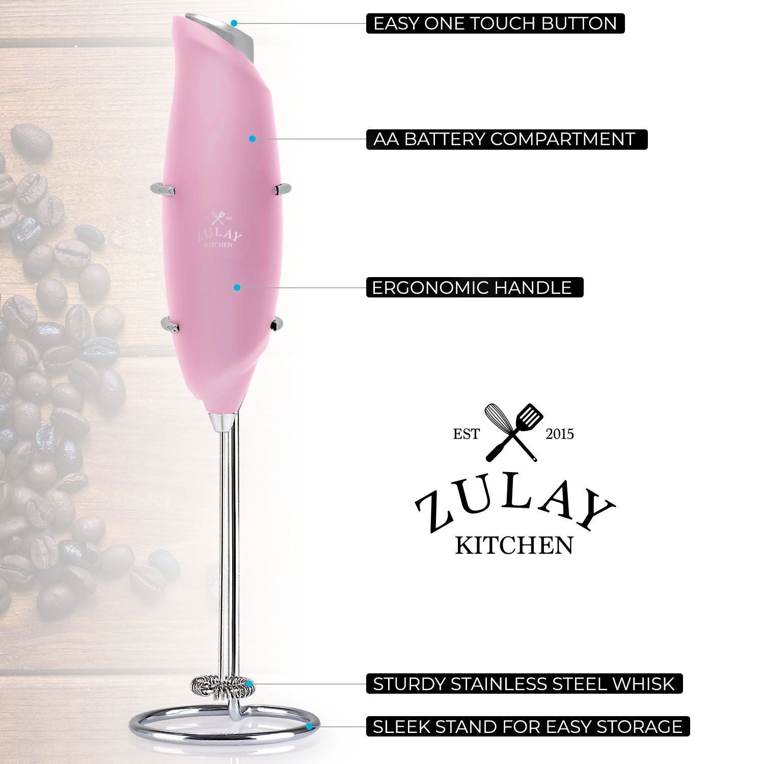 Zulay Kitchen Milk Frother with Batteries Included - Rose Pink, 1 - Fry's  Food Stores