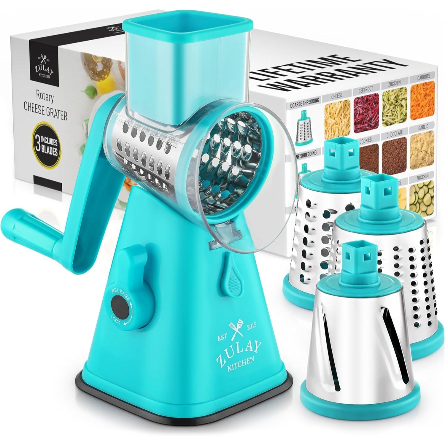 Zulay Kitchen Manual Rotary Cheese Grater - Light Green - 103 requests
