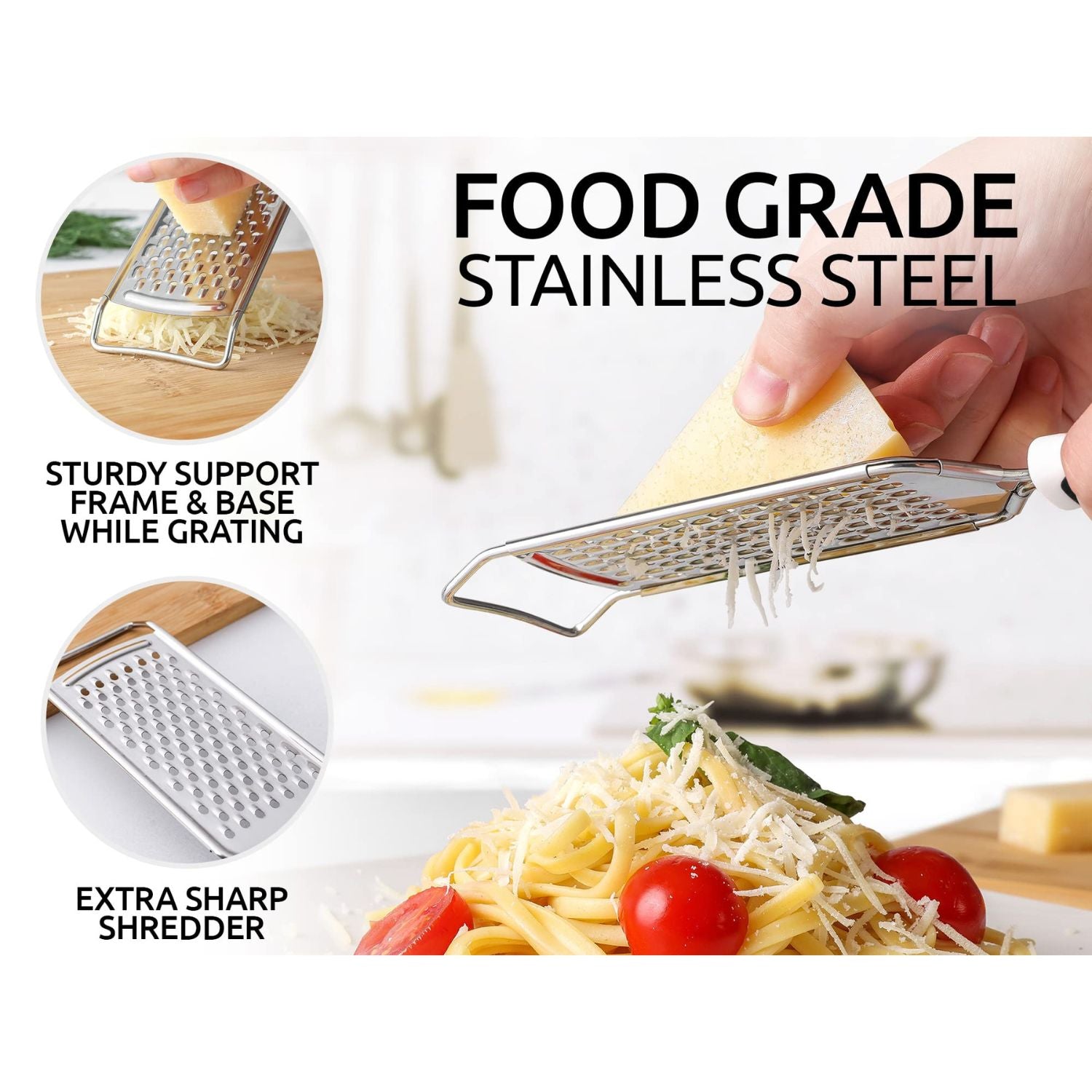 Multipurpose & Heavy-Duty Design Flat Cheese Grater by Zulay Kitchen