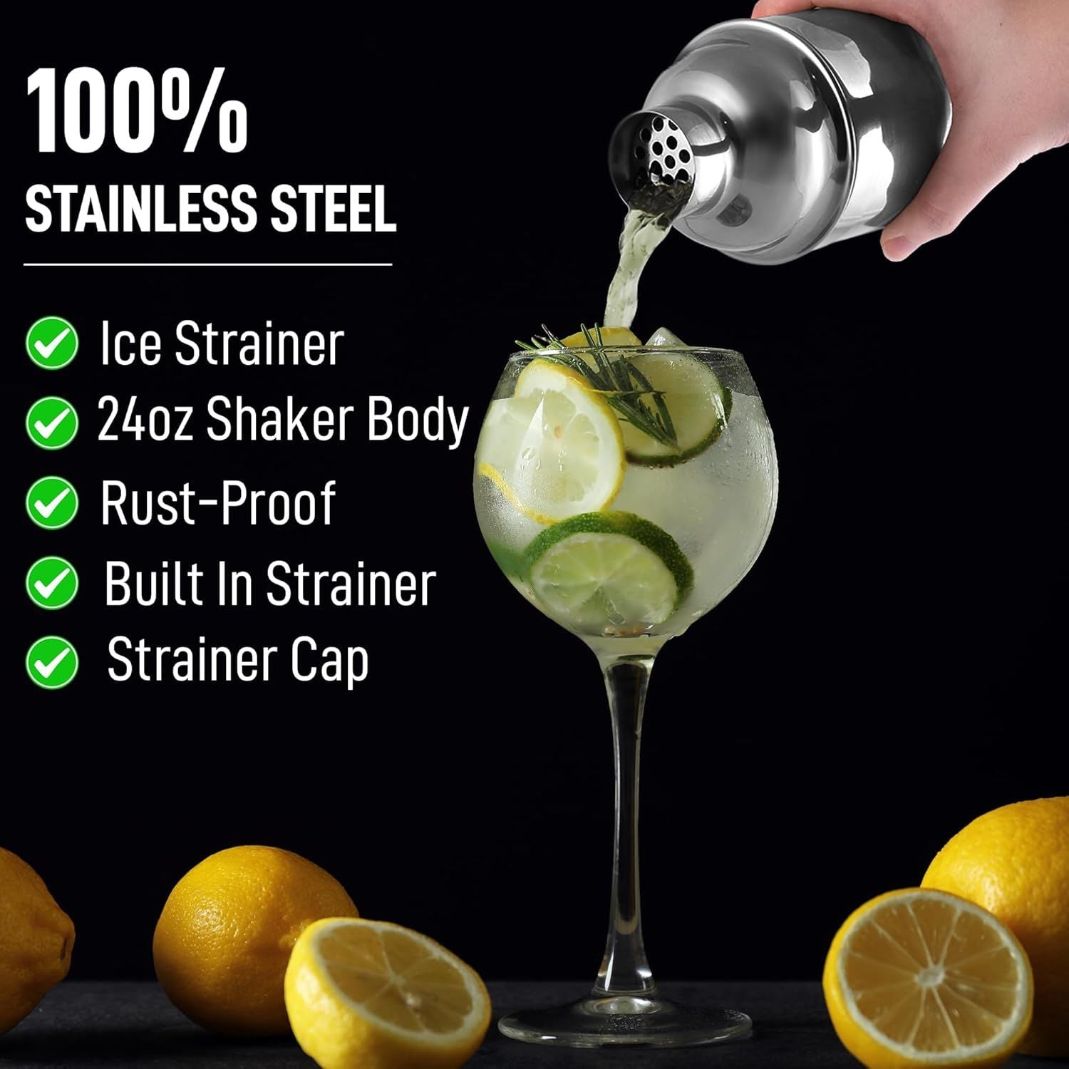 Made of Smooth & Sleek 304 Stainless Steel  Cocktail Shaker by Zulay Kitchen