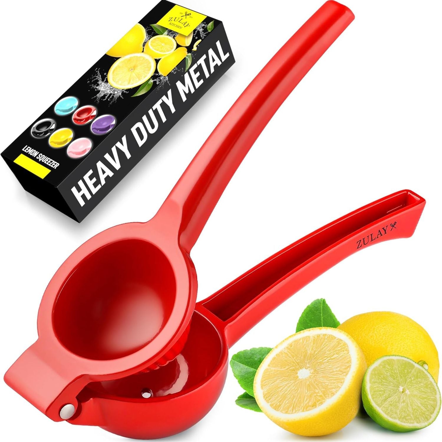 Premium Lemon Squeezer -Single Bowl Manual Press Red by Zulay Kitchen