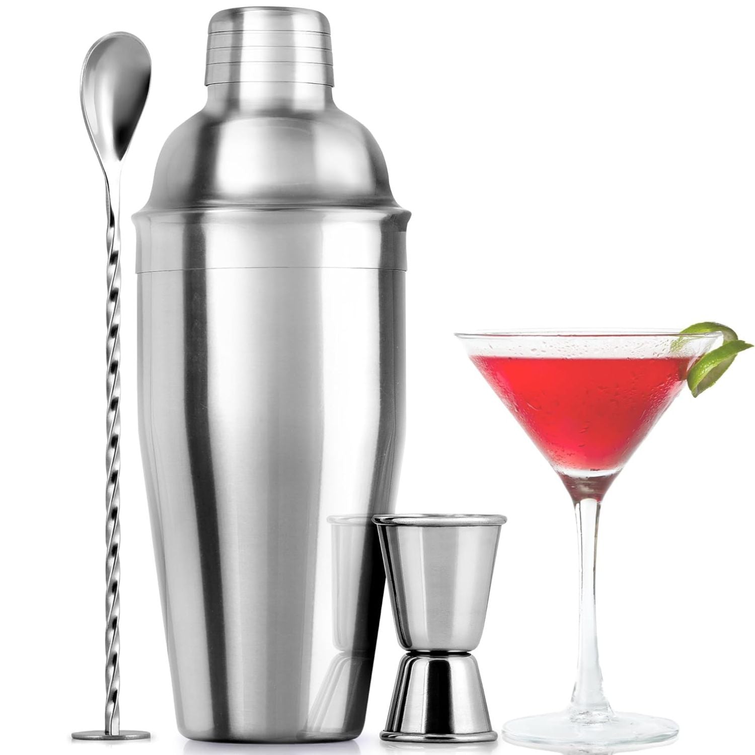  Cocktail Shaker Set - Silver by Zulay Kitchen