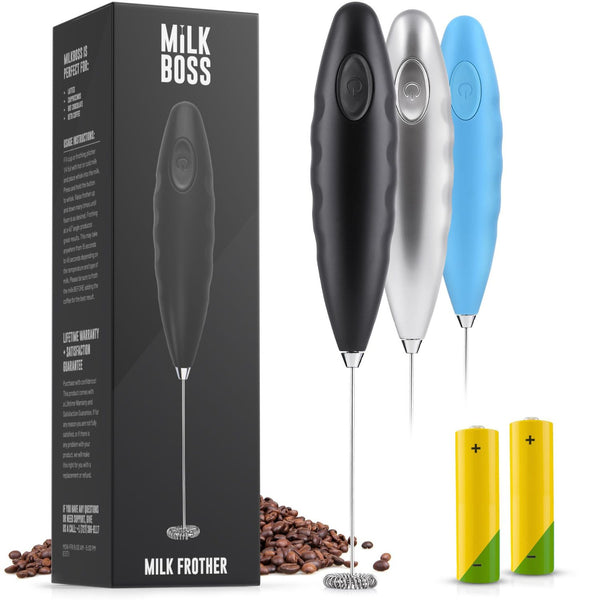 Zulay Kitchen Milk Boss Electric Milk Frother Foam Maker (Batteries  Included) - Midnight Black 