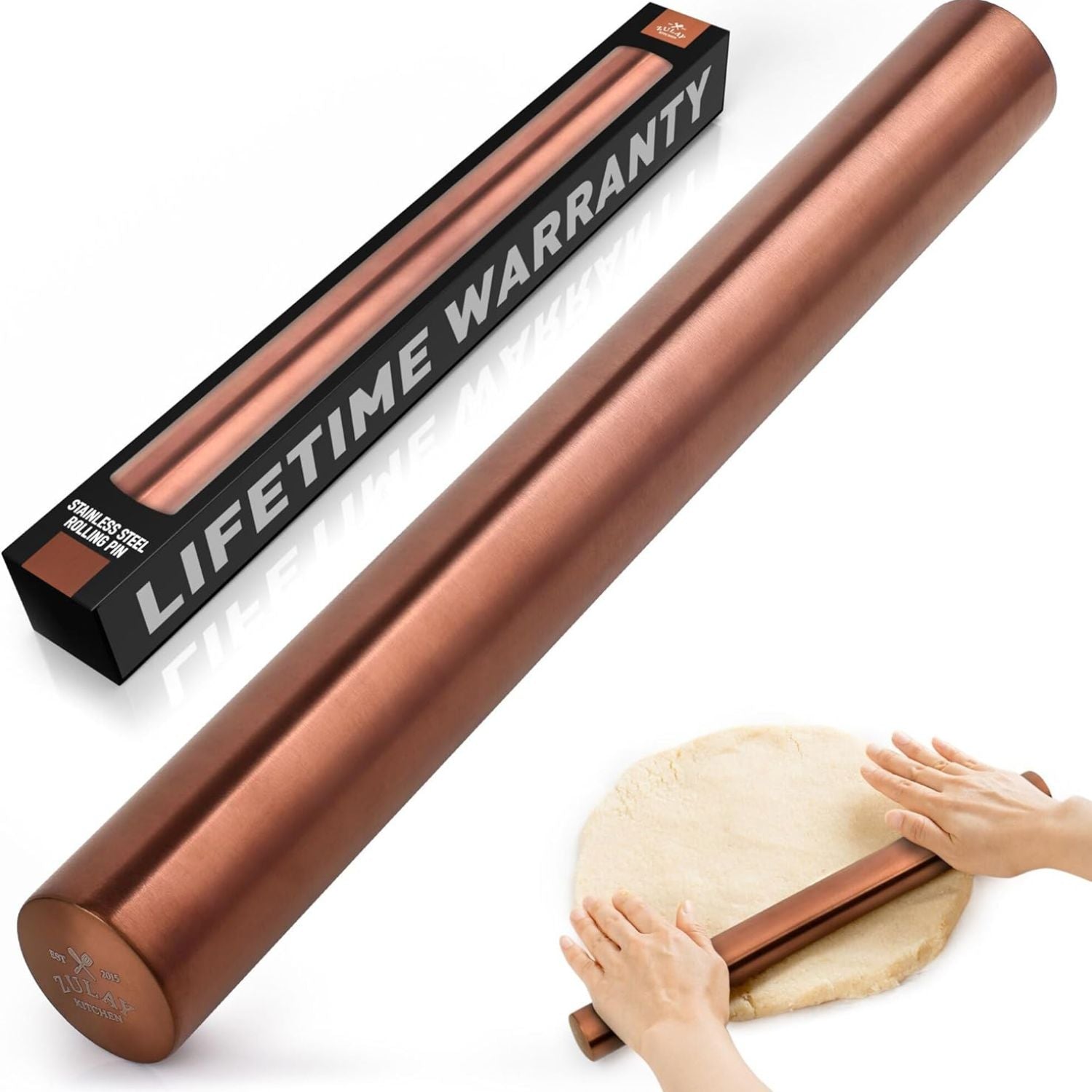 Professional French Rolling Pin - Copper by Zulay Kitchen