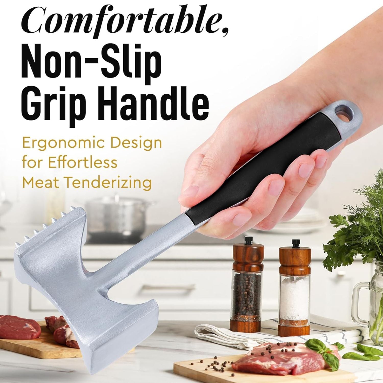 Ergonomic Comfort Grip Meat Tenderizer Tool by Zulay Kitchen