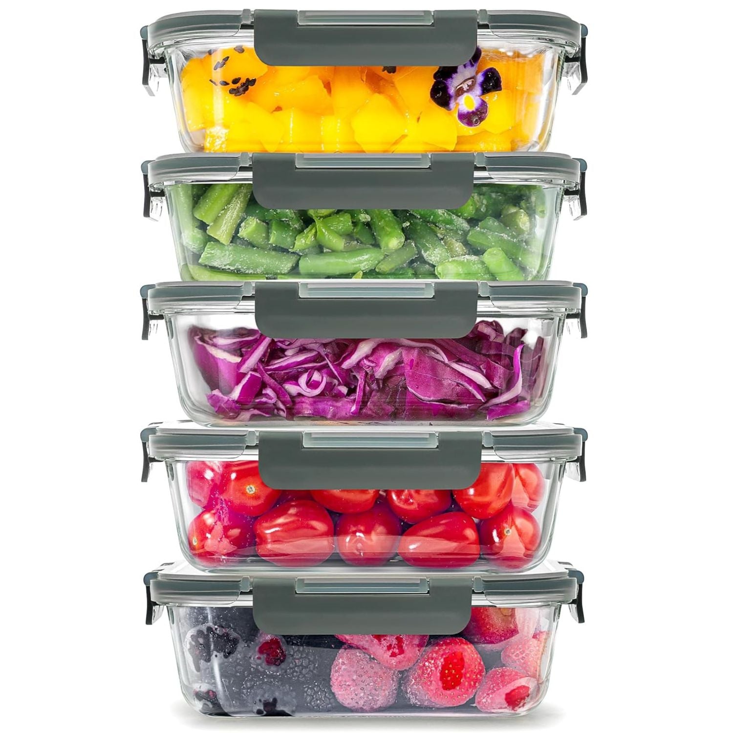 Snap Lock Glass Food Containers by Zulay Kitchen