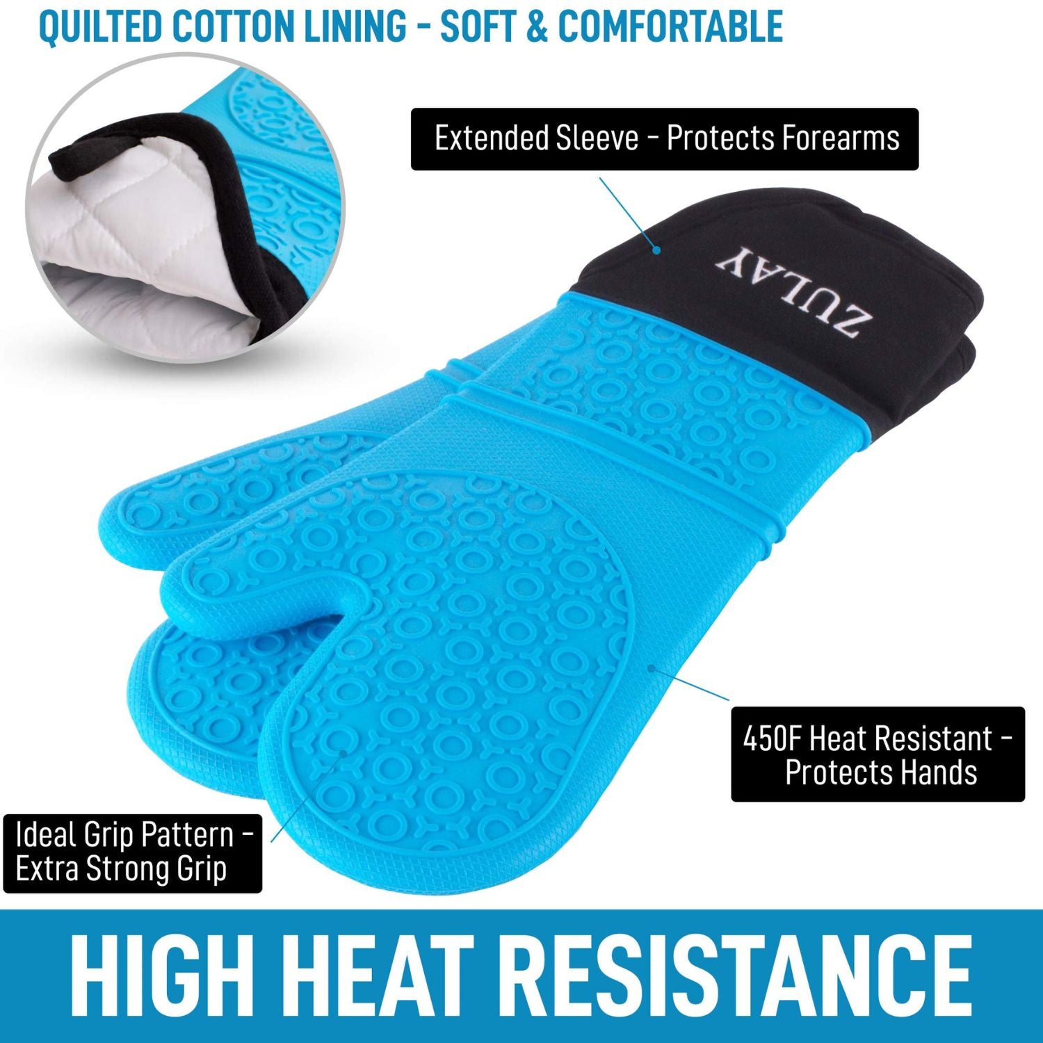 Heat Resistant Silicone Mittens by Zulay Kitchen