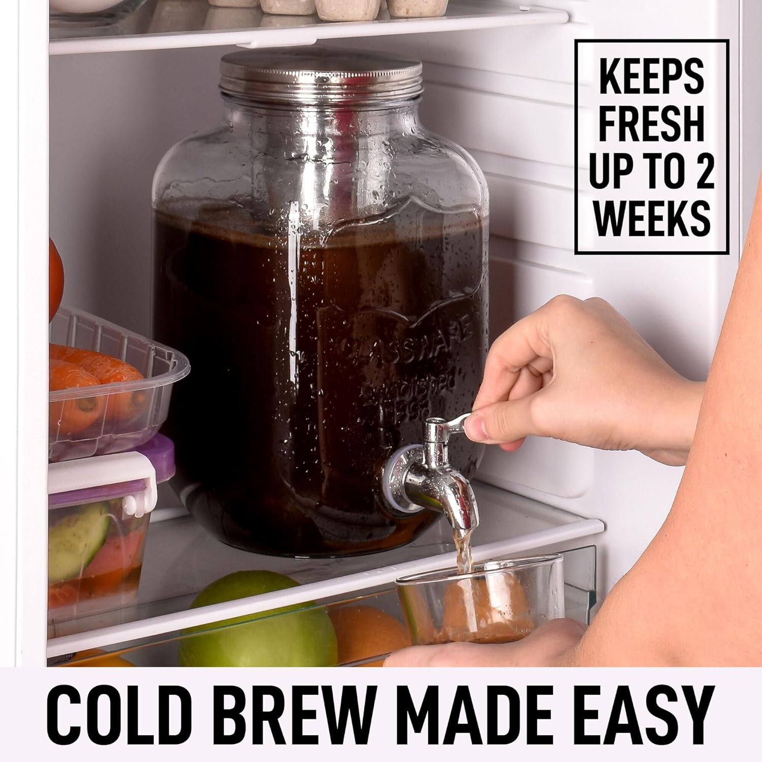 Cold Brew Coffee Maker, 1 Gallon Iced Coffee Maker, Cold Brew  Mason Jar with Stainless Steel Filter, Large Iced Tea Maker With Thick  Shatter Resistant Glass, Your Own Cold Brew Kit 