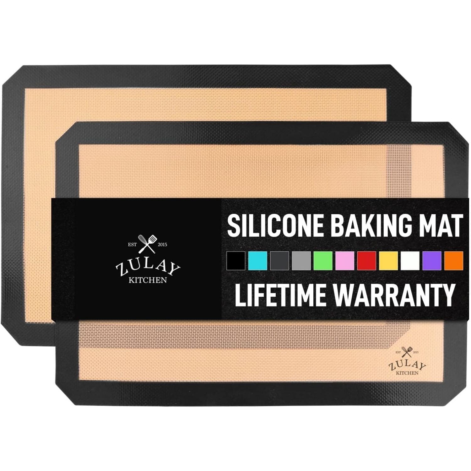 2-Pack Non-Stick Silicone Baking Mat Sheets - Black by Zulay Kitchen