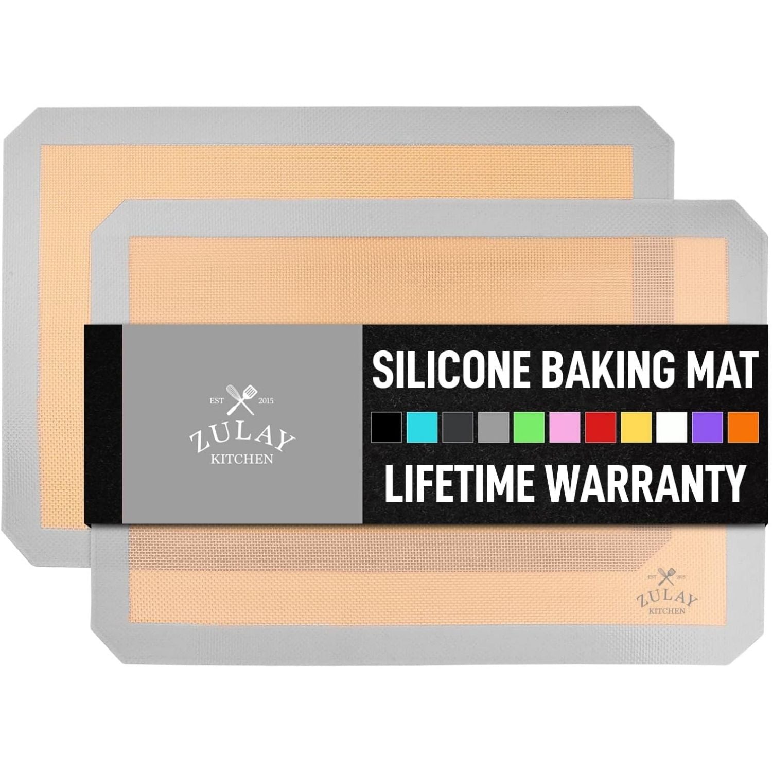 2-Pack Non-Stick Silicone Baking Mat Sheets - Light Gray by Zulay Kitchen