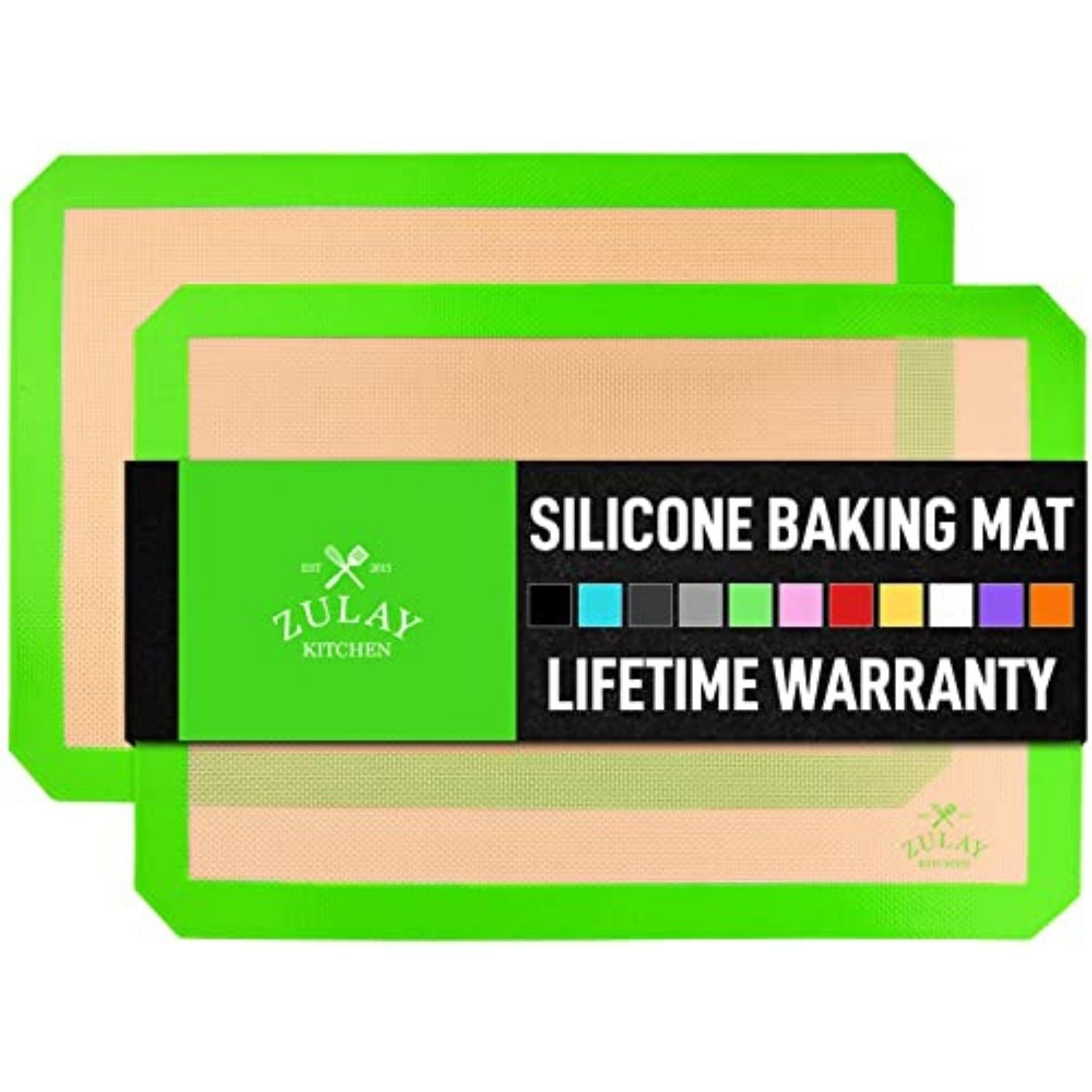 2-Pack Non-Stick Silicone Baking Mat Sheets - Light Green by Zulay Kitchen