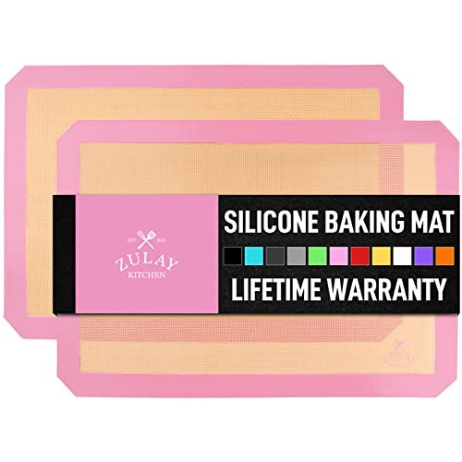 2-Pack Non-Stick Silicone Baking Mat Sheets - Pink by Zulay Kitchen