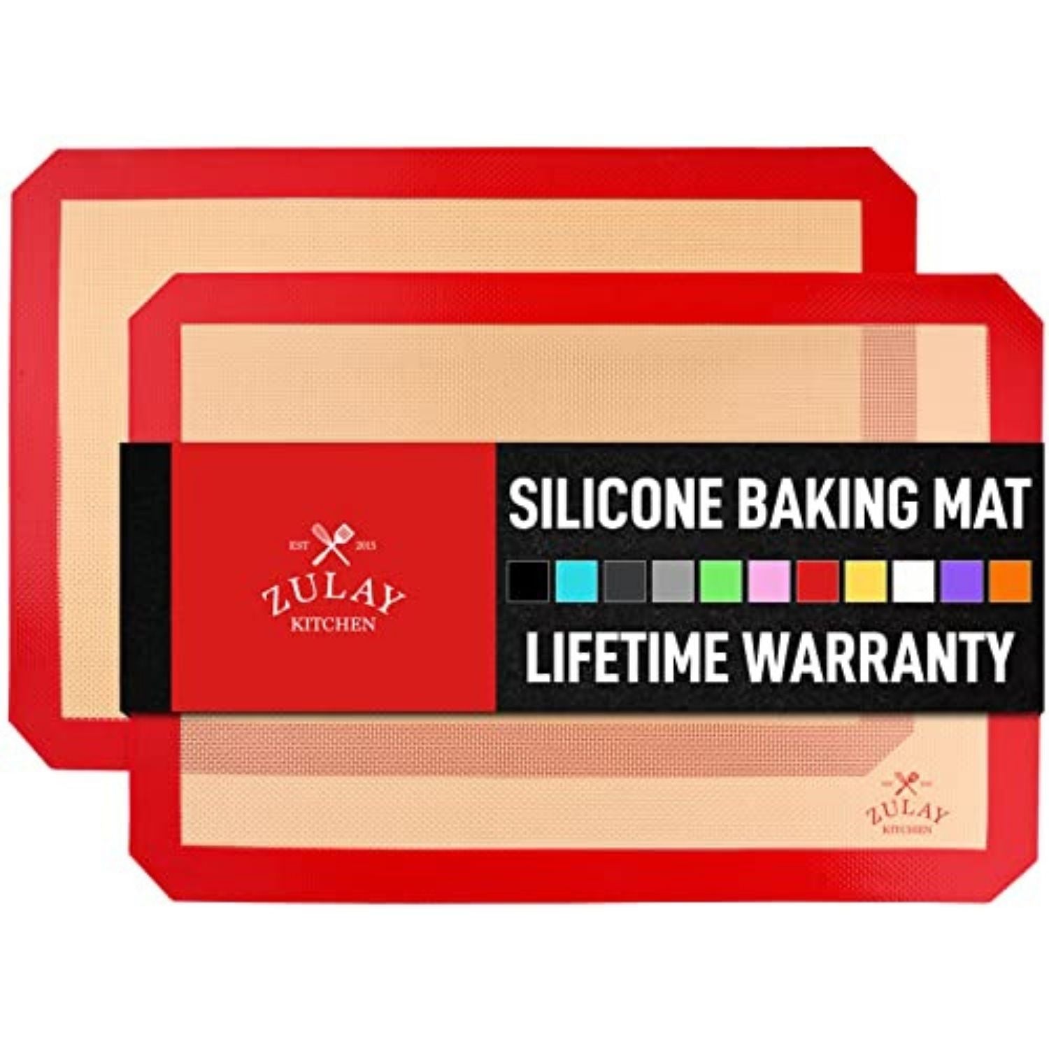 2-Pack Non-Stick Silicone Baking Mat Sheets - Red by Zulay Kitchen