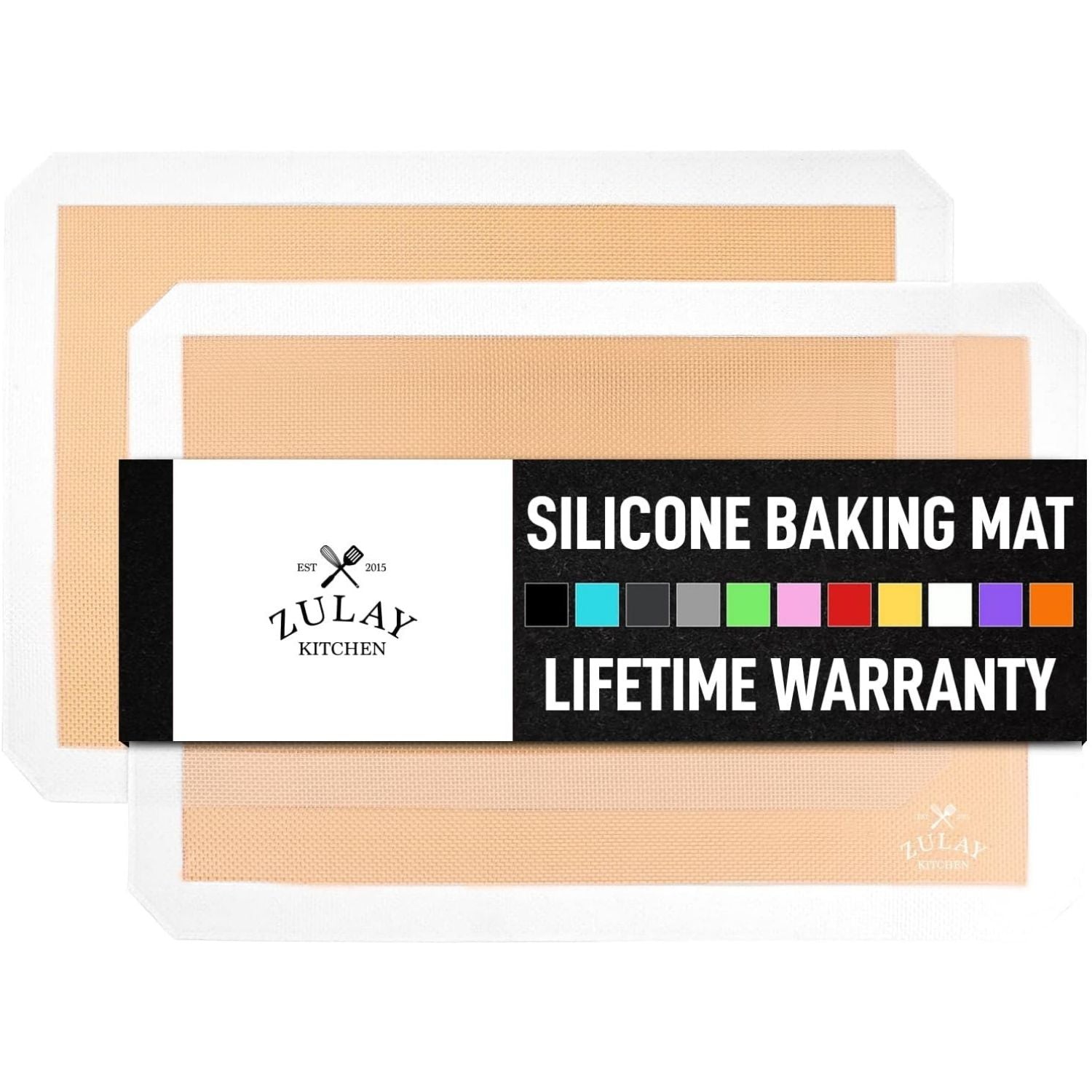 2-Pack Non-Stick Silicone Baking Mat Sheets - White by Zulay Kitchen