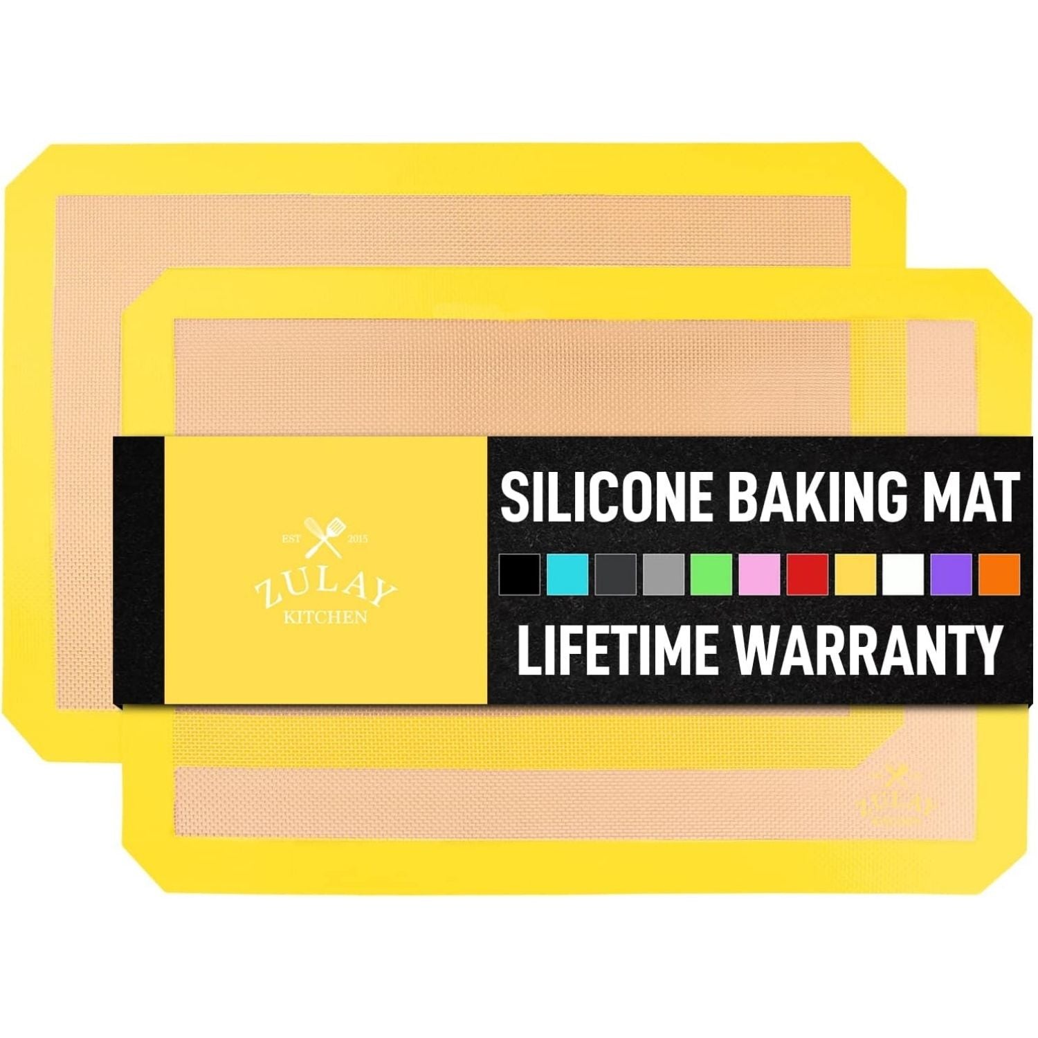 2-Pack Non-Stick Silicone Baking Mat Sheets - Yellow by Zulay Kitchen