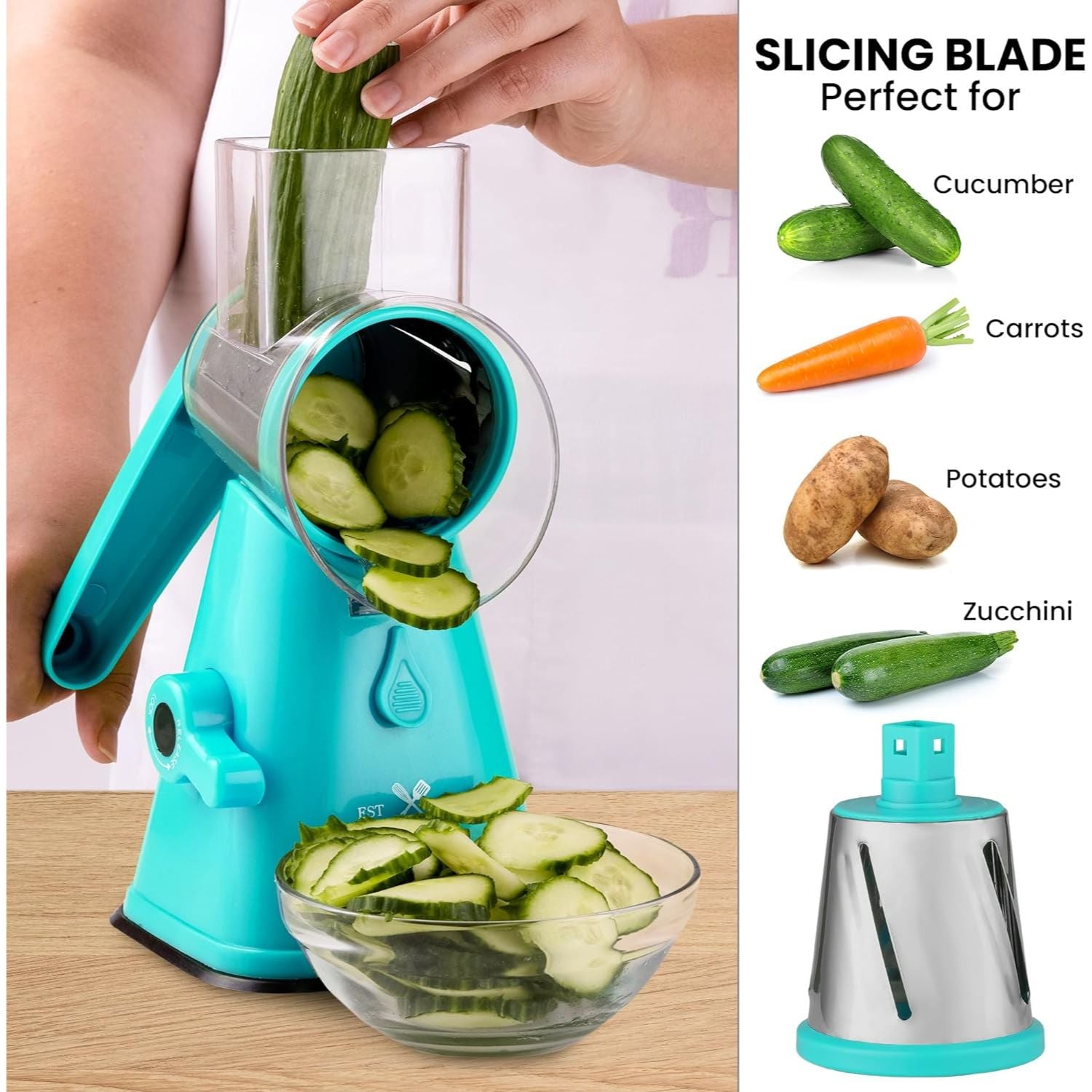 Cheese Grater with Handle, Manual Cheese Shredder with