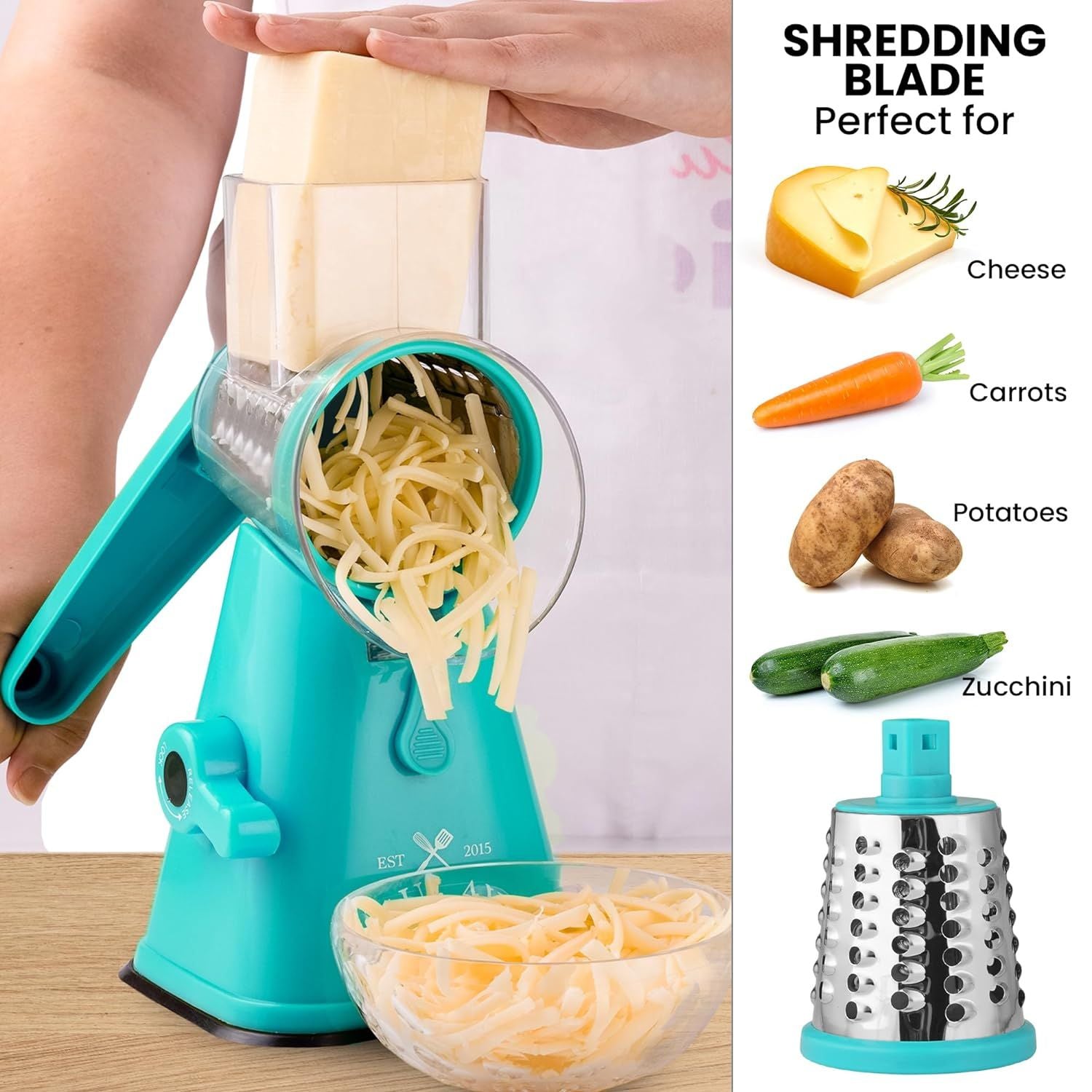 manual rotary cheese grater with handle