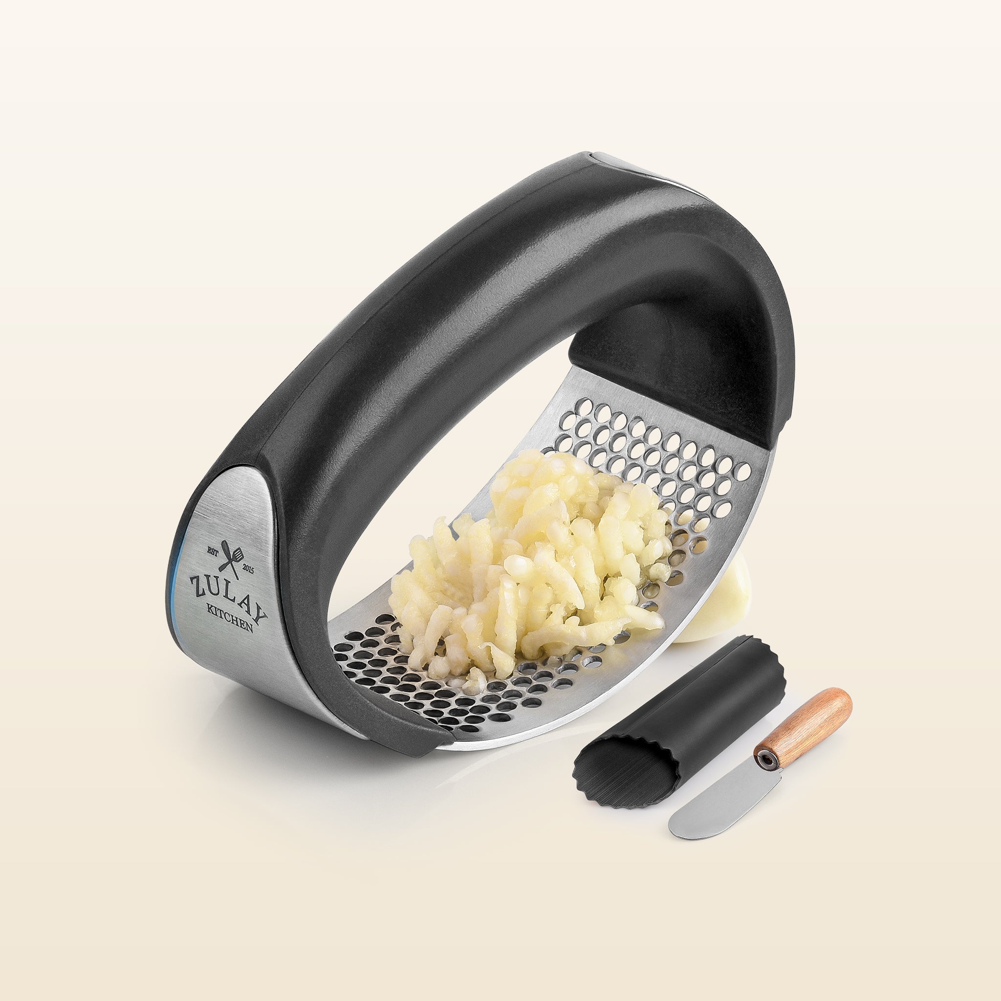 Garlic Rocker with Garlic Peeler Tool - Black by Zulay Kitchen