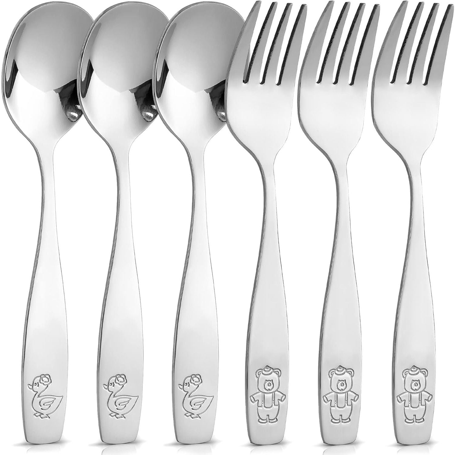 Zulay Kitchen Flatware Set Spoons & Forks for Toddlers 8 Piece Set