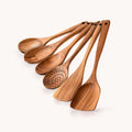 Teak Wood Utensils 6-Piece Set by Zulay Kitchen