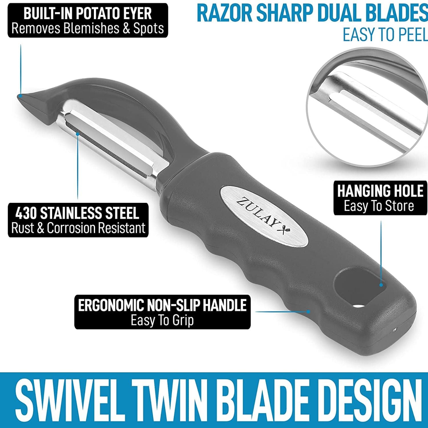 Farberware Professional Swivel Peeler Stainless Steel Blade in Black 