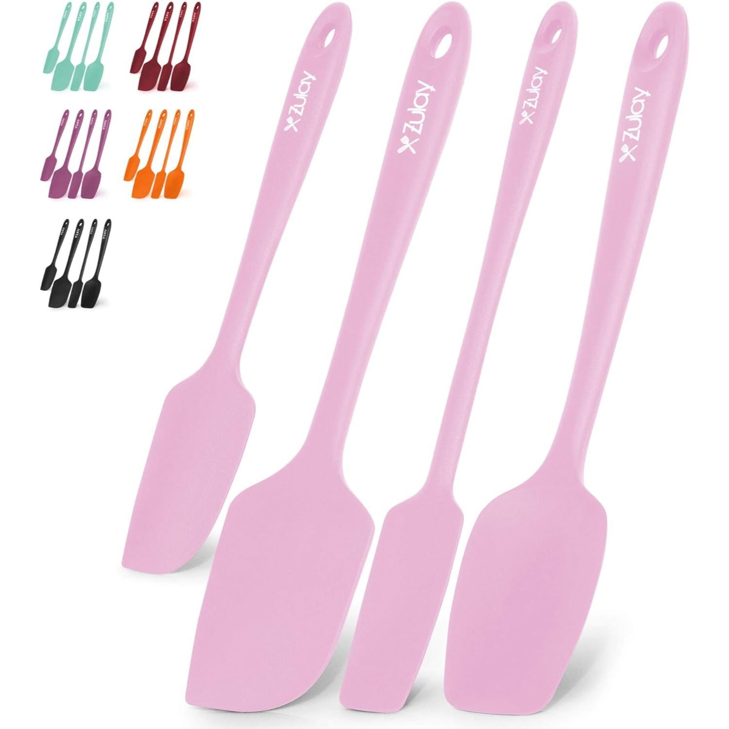 Silicone Spatula Set - 4 Pieces Pink by Zulay Kitchen