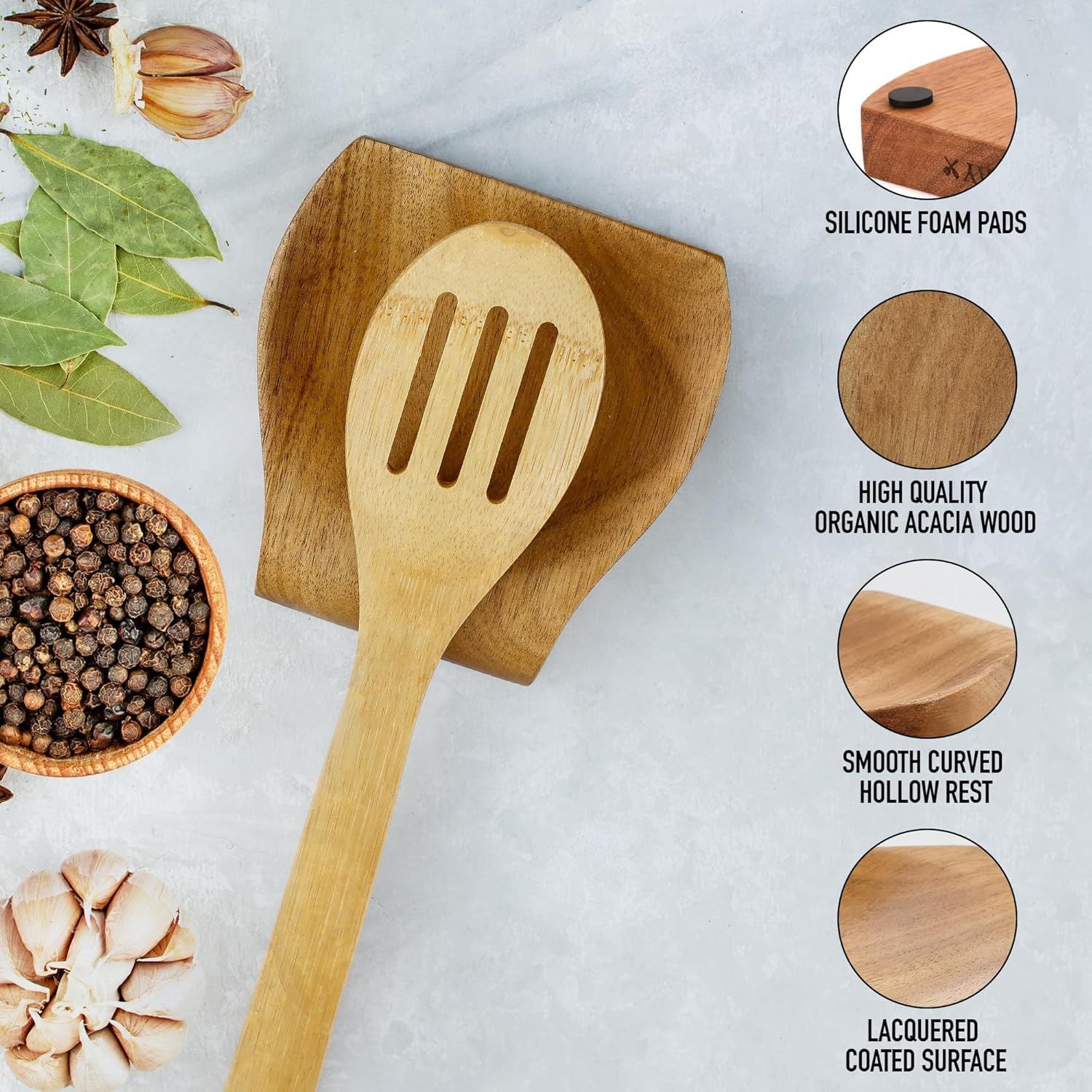 Premium Quality and Functional Design Wooden Spoon Rest by Zulay Kitchen