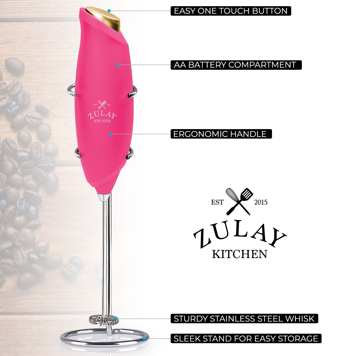 Zulay Kitchen MILK BOSS Milk Frother With Stand - Exec White with Rose Gold  Stand, 1 - Jay C Food Stores