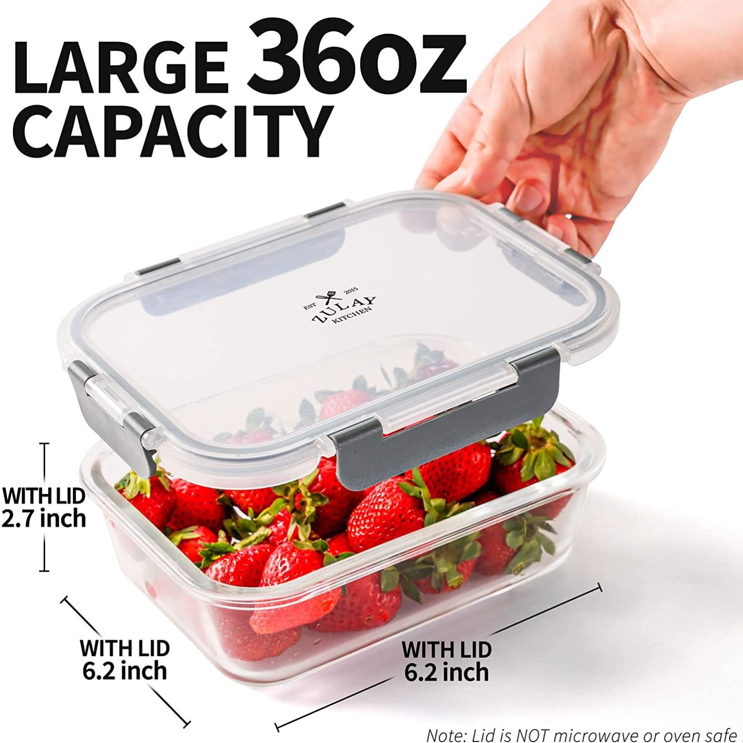 Extra Large Glass Food Storage Containers with Airtight Lid Containers with  Lids Microwave Oven Freezer Dishwasher Safe