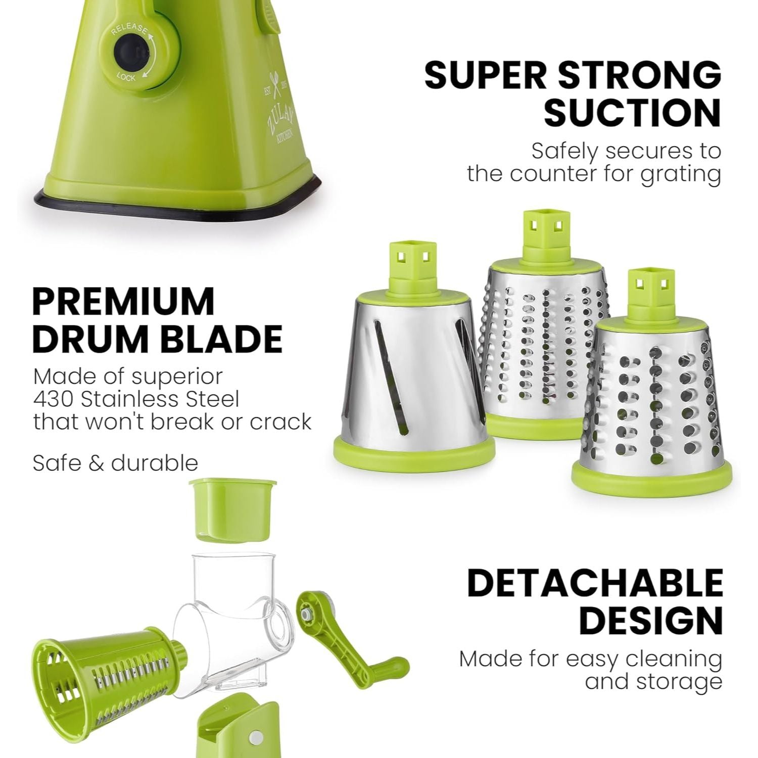 Zulay Kitchen Manual Rotary Cheese Grater with Handle - Light Green, 1 -  Foods Co.