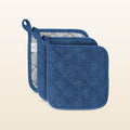 Pot Holders Set - 3 Pack Quilted Terry Cloth Potholders 7x7 Inch - Royal Blue by Zulay Kitchen