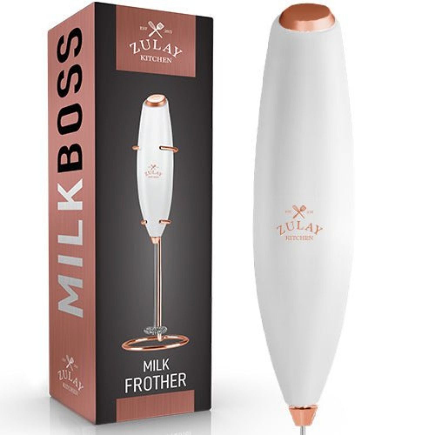 Zulay Kitchen Milk Boss Powerful Milk Frother Handheld With Upgraded  Holster Stand - Silver, 1 - Smith's Food and Drug
