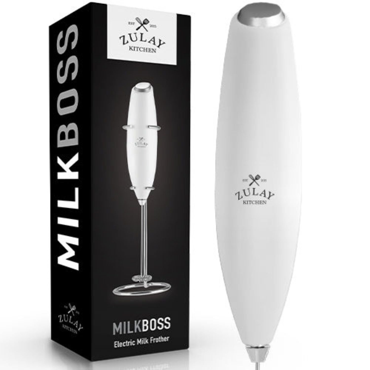 Zulay Kitchen Milk Boss Milk Frother With Stand - White and Black, 1 -  Kroger