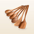 Teak Wooden Cooking Spoons (6 Pc Set) by Zulay Kitchen