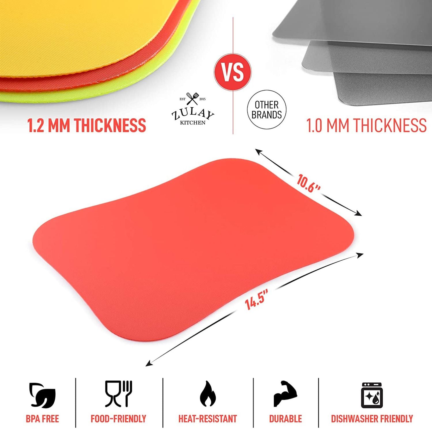 Hariumiu Kitchen Extra Thin Flexible Cutting Boards for Kitchen - Cutting Mats for Cooking, Colored Cutting Mat Set with Easy-Grip Handles | Non Slip