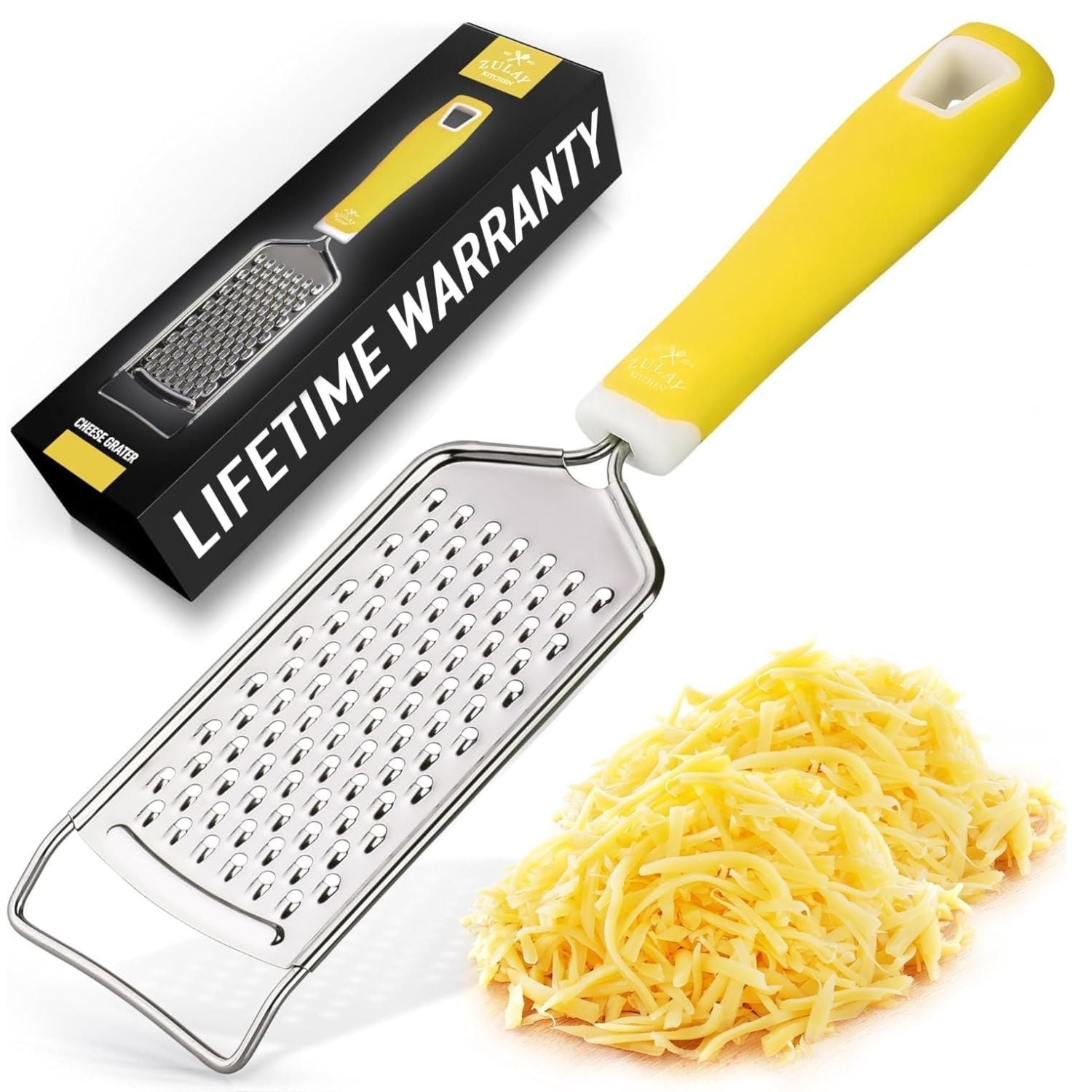 Flat Cheese Grater - Handheld Kitchen Tool Yellow Handle by Zulay Kitchen