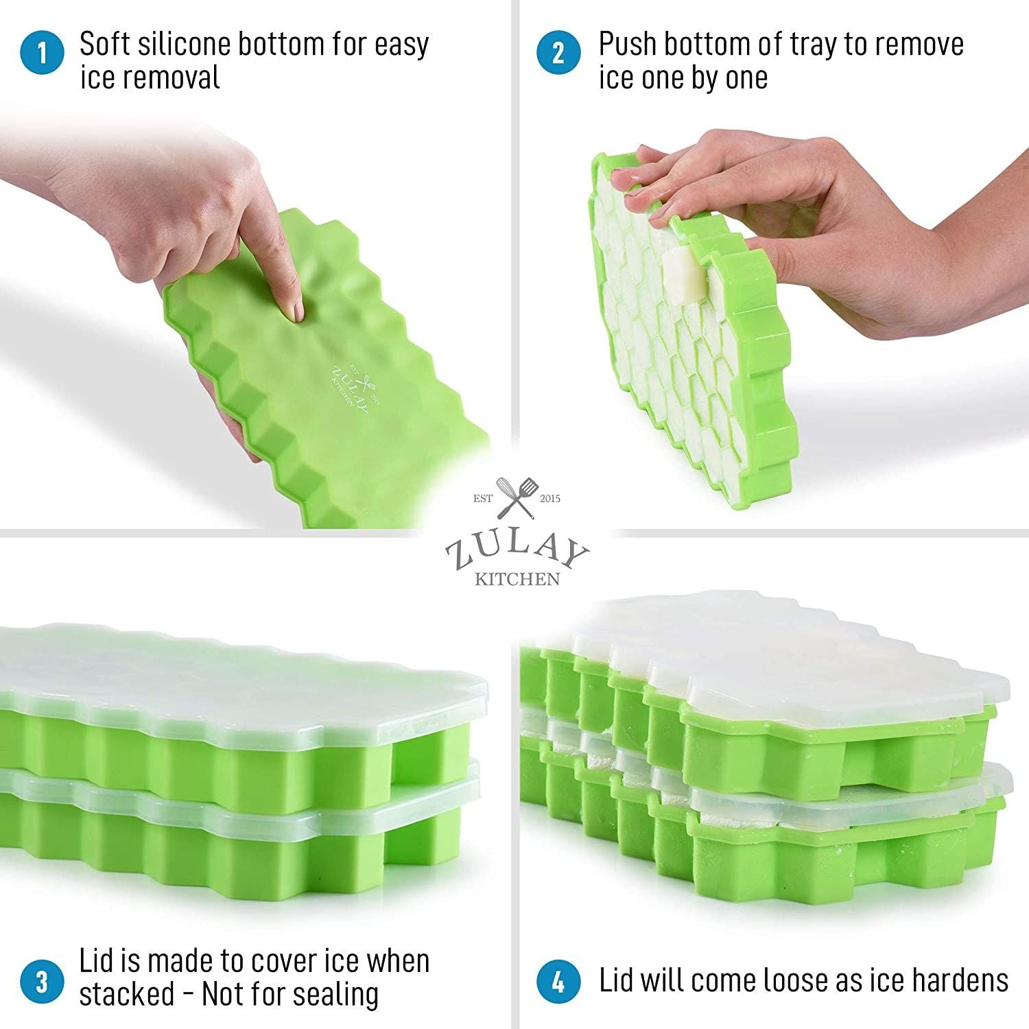 Silicone Ice Cube Trays Lids, Kitchen Silicone Ice Cube Tray