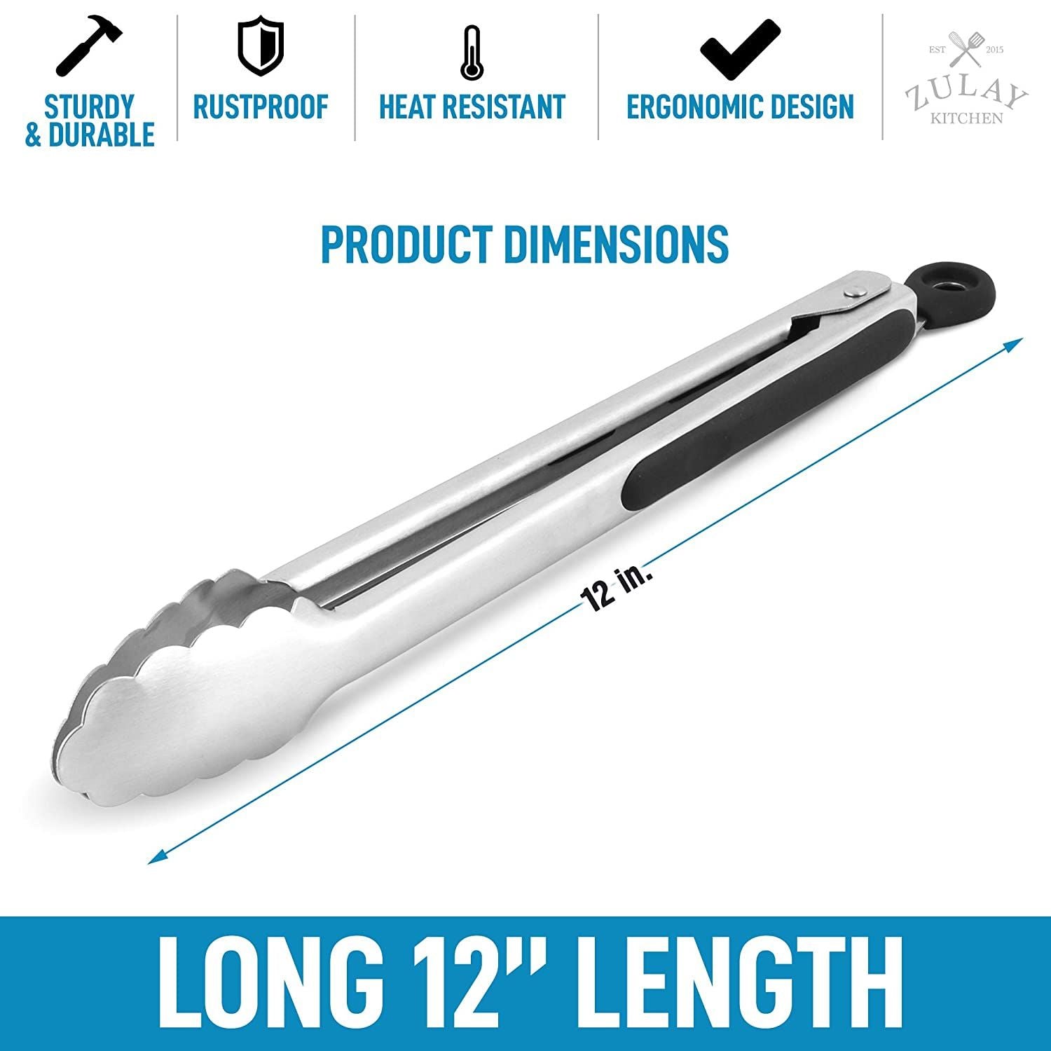 New All-Clad Precision Stainless-Steel Locking Tongs 12”