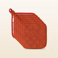 Pumpkin Orange Pot Holders Set - 6 Pack Quilted Terry Cloth Potholders 7x7 Inch by Zulay Kitchen