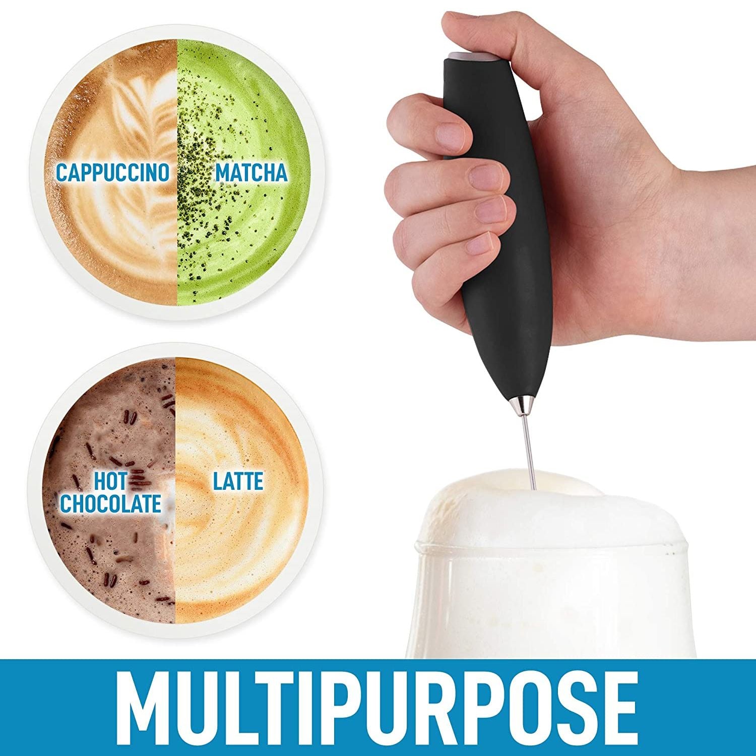 Zulay Kitchen Milk Boss Milk Frother with Holster Stand - Teal