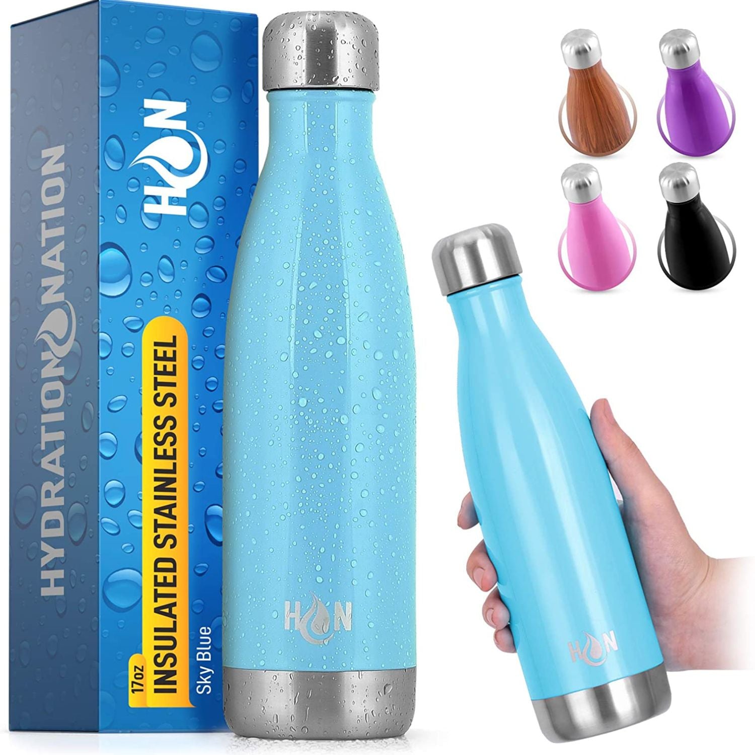 Hydration Nation Double Wall Insulated Water Bottle Wood Grain 34oz
