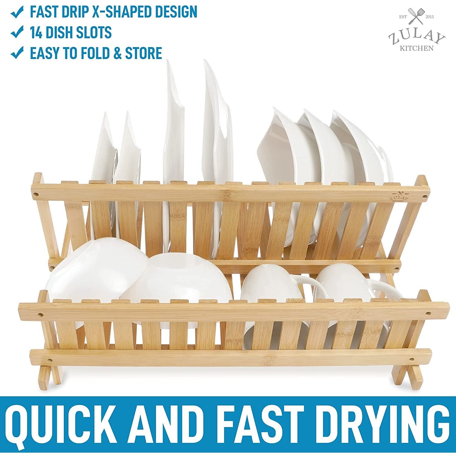 WORTHUG Bamboo Dish Drying Rack, 3-Tier Large Folding Wooden Dish Drying  Rack with Utensil Holder & Multipurpose Roll Up Dish Drying Rack,  Collapsible