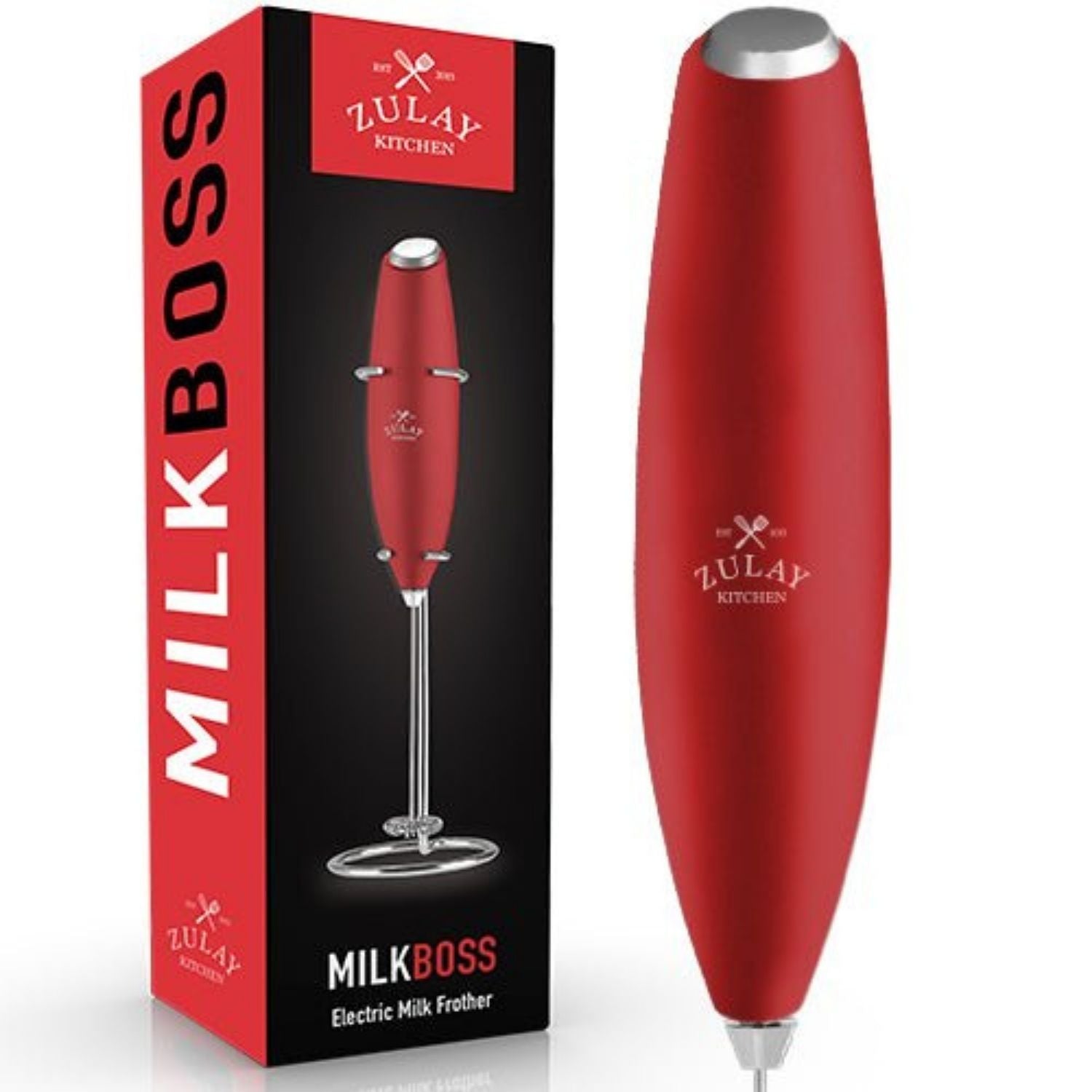 Zulay Kitchen Milk Boss Milk Frother With Holster Stand - Red, 1 - King  Soopers