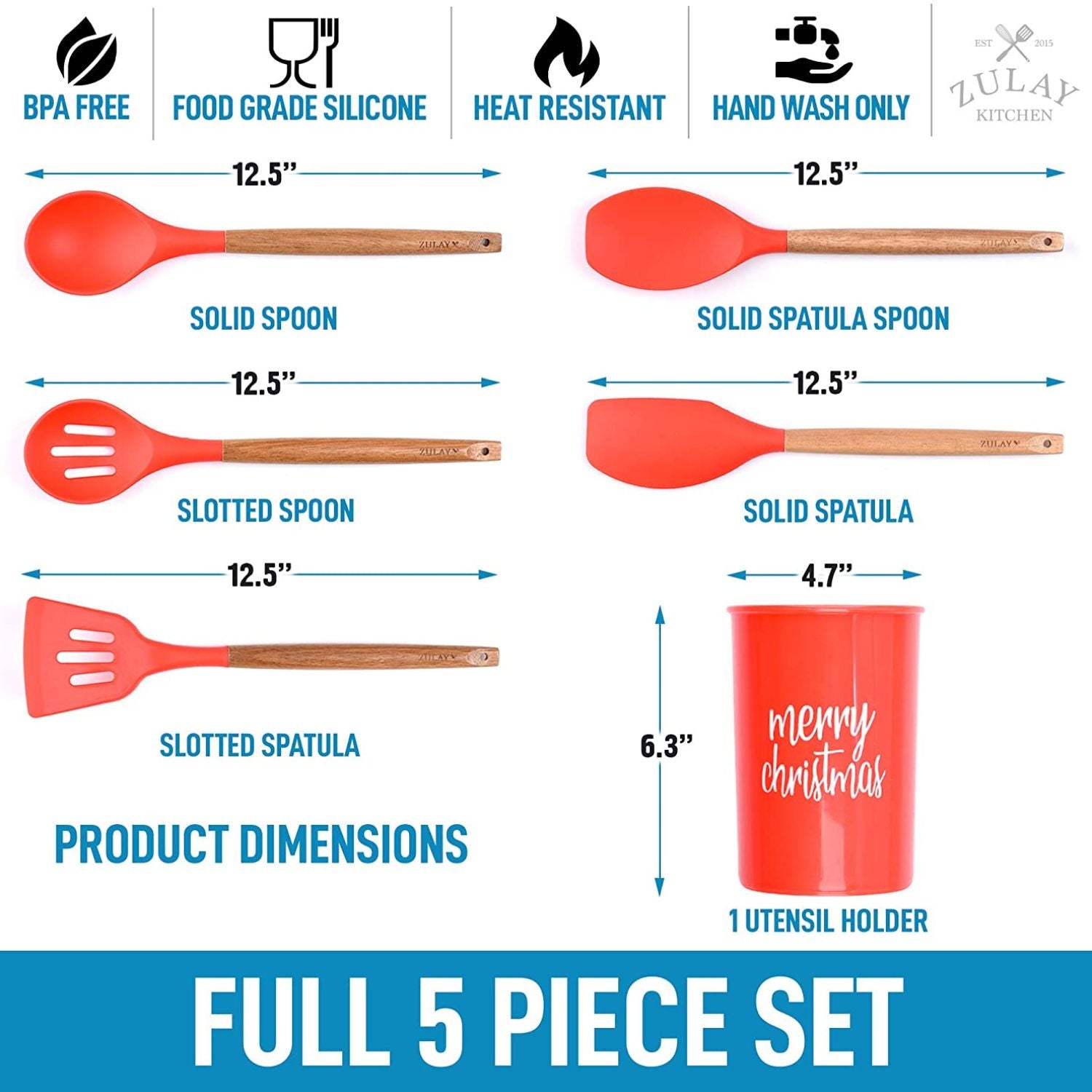 5 Piece Christmas Spatula Set by Zulay Kitchen