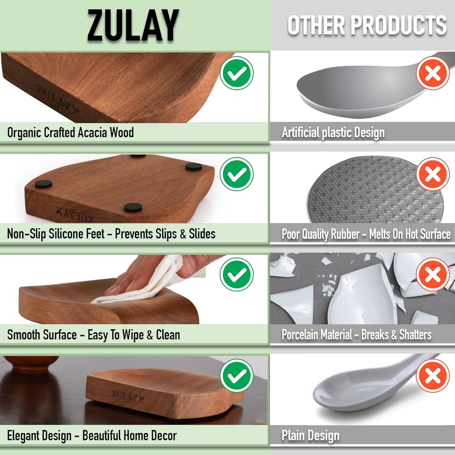 Elegant Design Wooden Spoon Rest by Zulay Kitchen