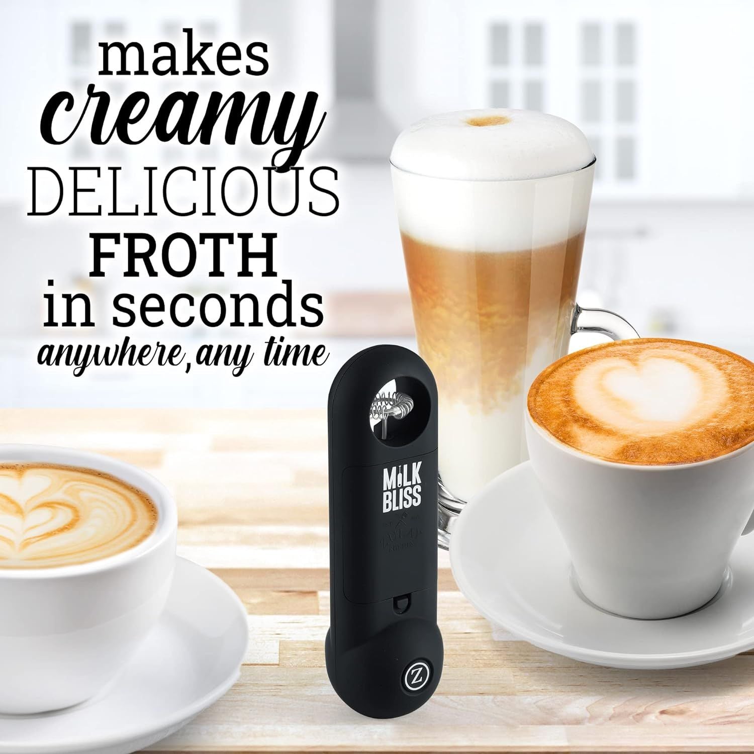 Zulay Powerful Milk Frother for Coffee (Batteries Included) with