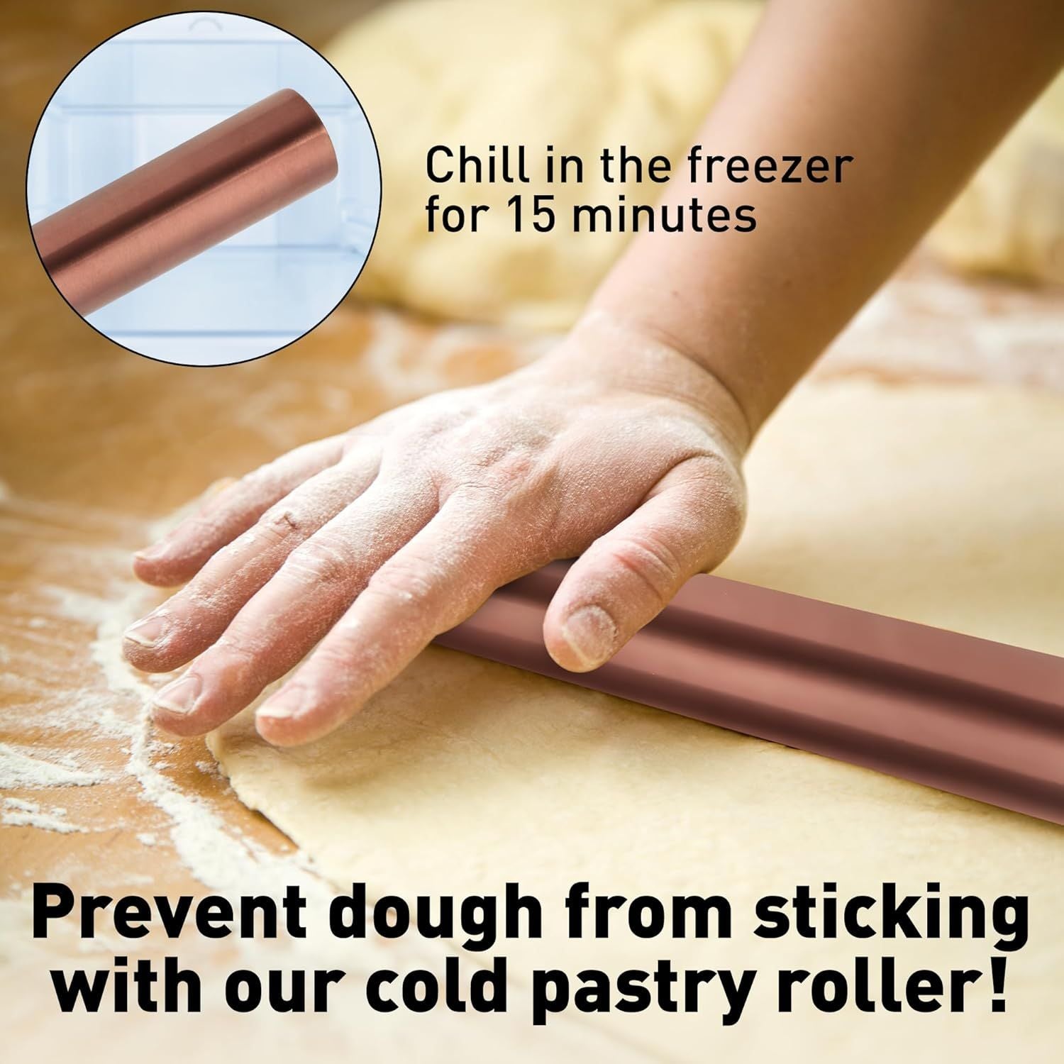 Non-Stick Stainless Steel Rolling Pin by Zulay Kitchen